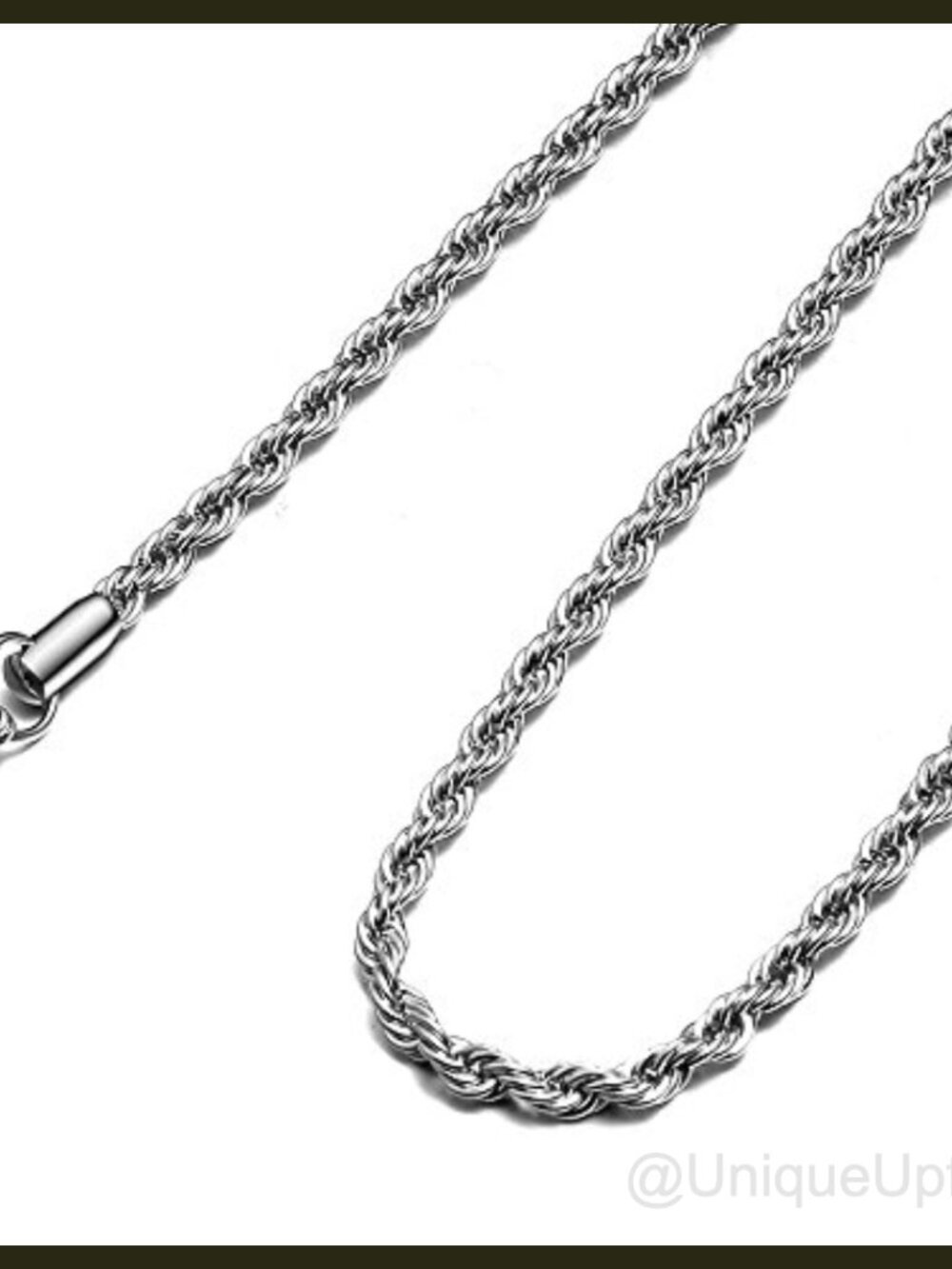 Stainless Steel Twist Rope Chain Necklace Men Women 20in Lobster Clasp